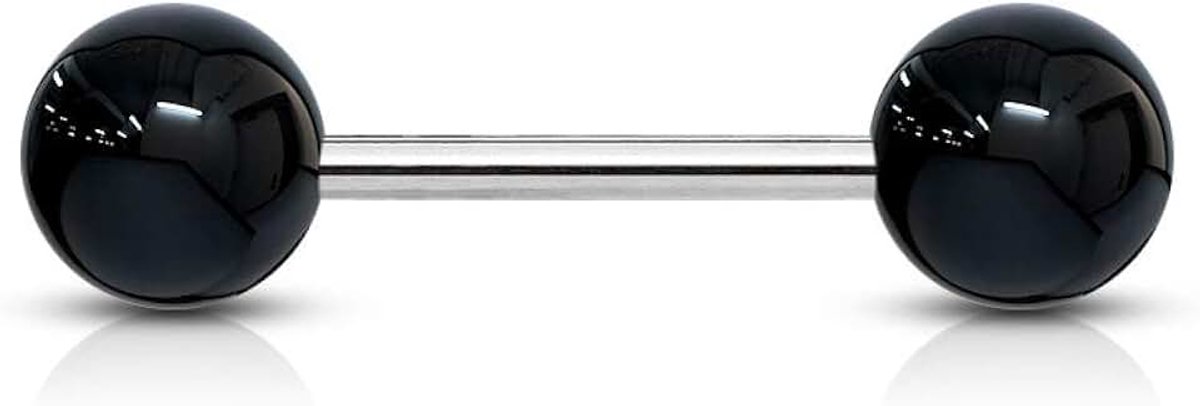 Twee acrylballen 6 mm zilver universele piercing chirurgisch staal Barbell-s staaflengte 16 mm