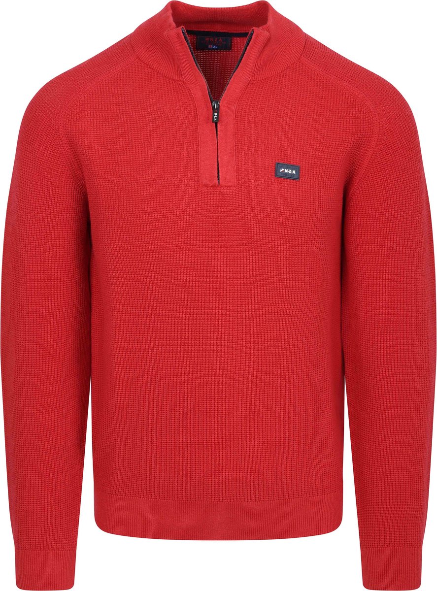 NZA Half Zip Slub Knit Melange Rood - Maat L - Heren - Quarter zip