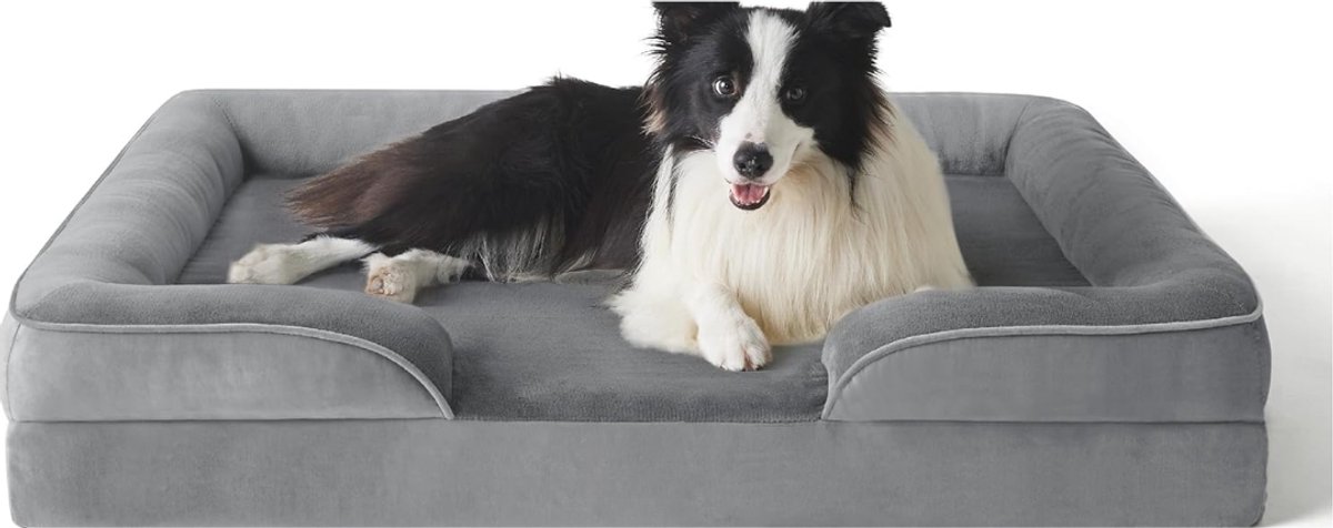 LNMsolutions® Hondenmand - Hondenkussen - Hondensofa - Grijs - 89cm x 17cm x 63cm