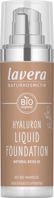 Lavera Hyaluron vloeibare foundation in Natural Beige 05 met pompdispenser.