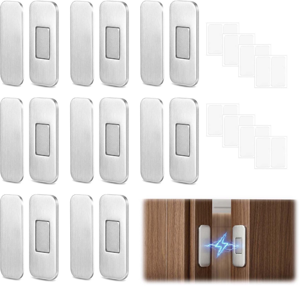 Magnetisch, zelfklevend, 8 stuks, magneten voor kastdeuren, magneetsluiter, ultradunne deurmagneten, magneetsluiting, kast, sterke kastmagneten, meubelmagneten voor laden