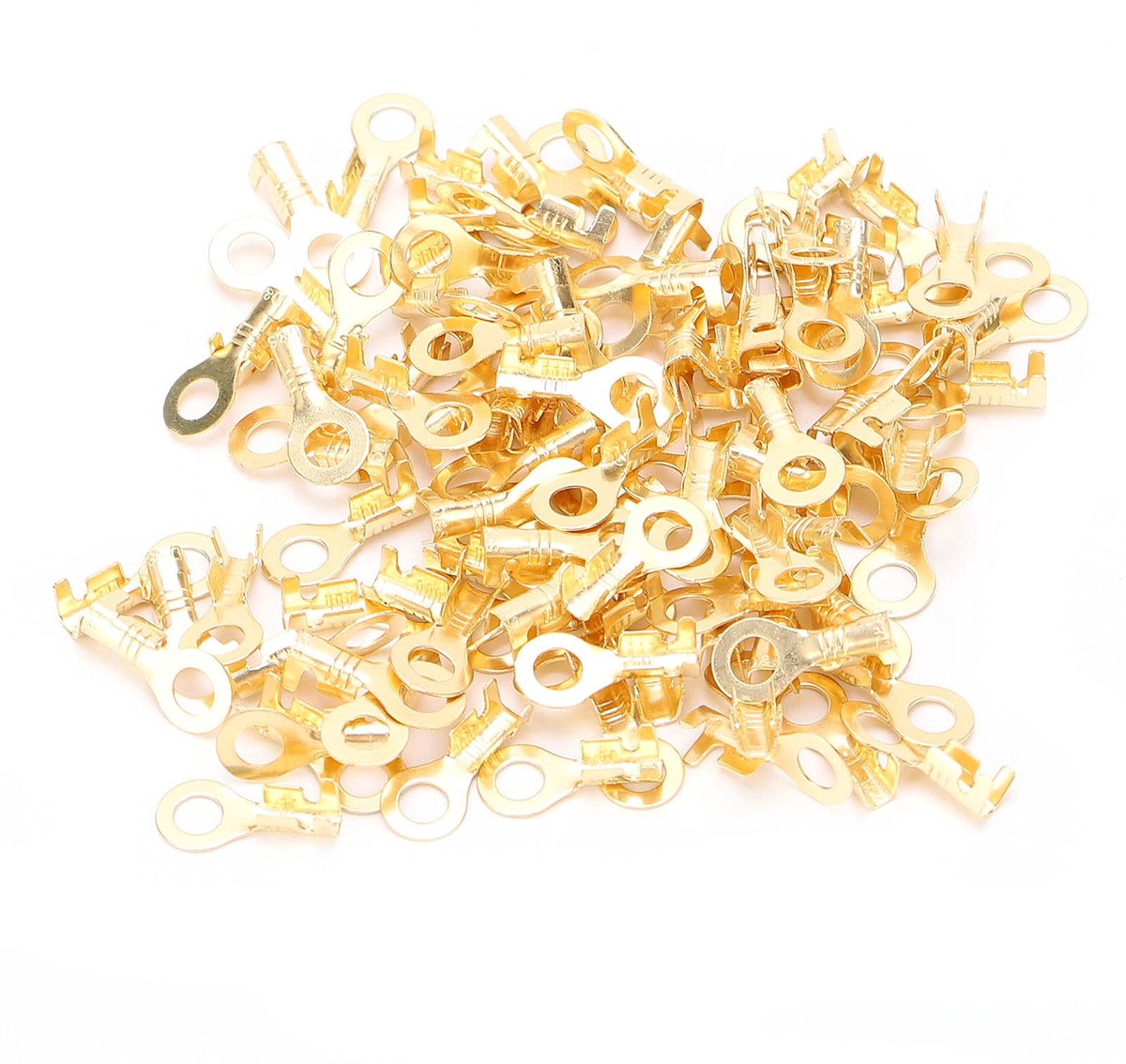 100 Stks Lug Ring Terminals M4 4.2mm Messing Koudgeperste Kabel Crimp Uiteinden Connector