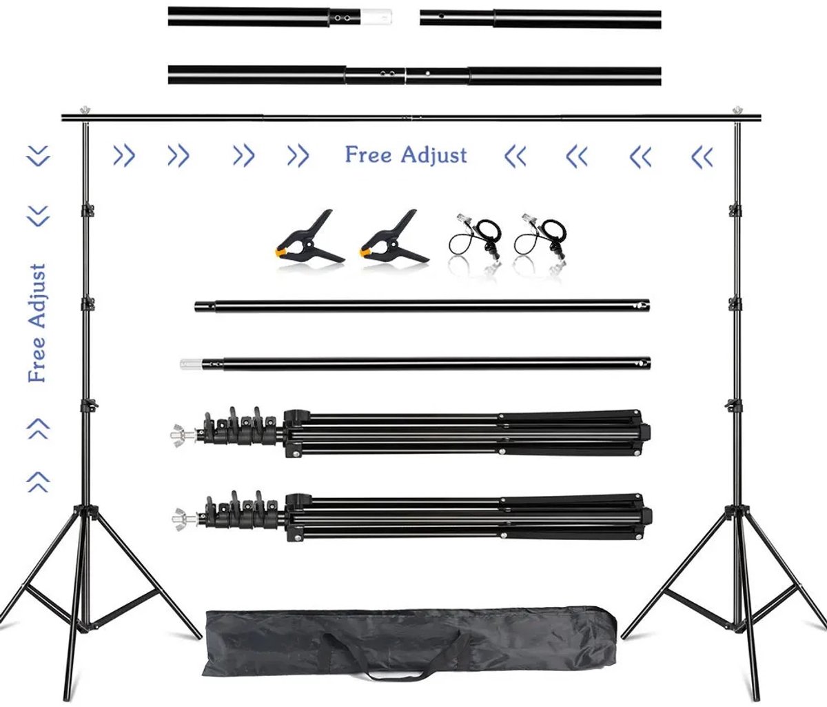 Lamor Fotodoek - Fotostudio achtergrond - Videografie - Fotografie - Achtergrondstandaard - 2 x 4 m - Telescopisch verstelbaar