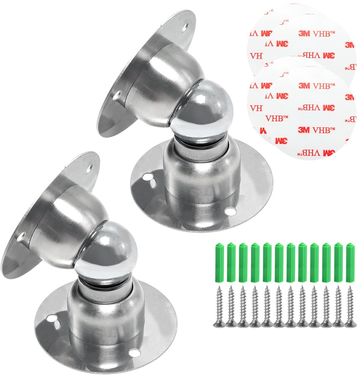 Deurstopper, ZjarFwg 2 stuks Heavy Duty 3M RVS Mini Soft-Catch Magnetische Deurstopper Wandmontage Deurvangst Deurstop