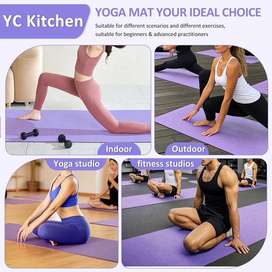 Antislip Yogamat voor Yoga, Fitness en Pilates - Verdikt Oefenmat 185 x 61 x 10 cm — afbeelding 2
