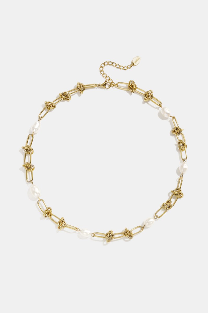 Ketting met Zoetwaterparel-Hanger – Roestvrij Stalen Ketting – RVS