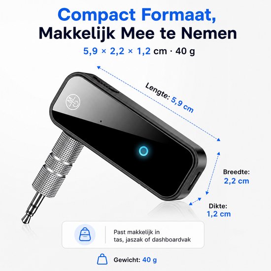 2 in 1 Bluetooth Receiver Transmitter - BT 5.0 - 3.5MM AUX - Bluetooth Ontvanger -Bluetooth Audio Receiver- Zwart — afbeelding 3