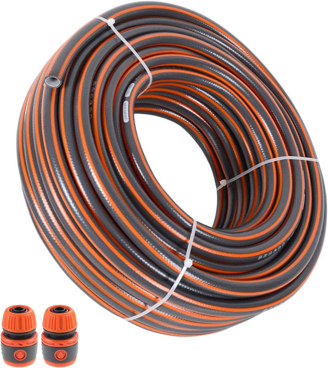 Tuinslang - Waterslang - Tuin bewateren - 4-laags UV-bestendig - 30 meter - Oranje Grijs