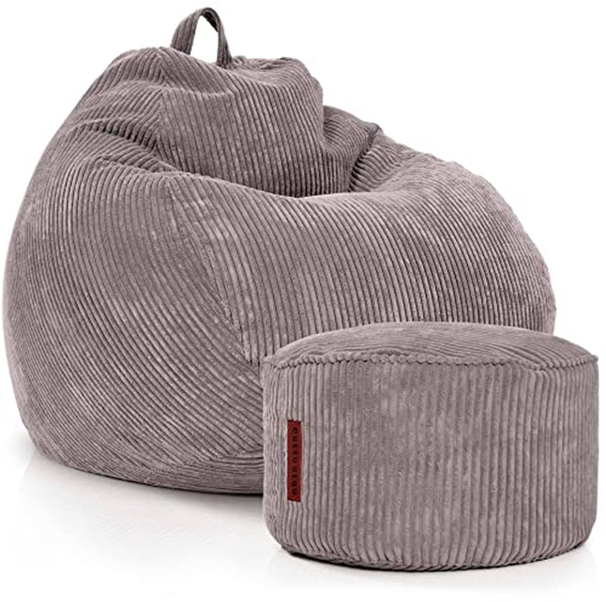 Zitzak Set - Poef Krukje - Comfortabel Zitten - Wasbare Hoes - 90 x 110 cm - Grijs