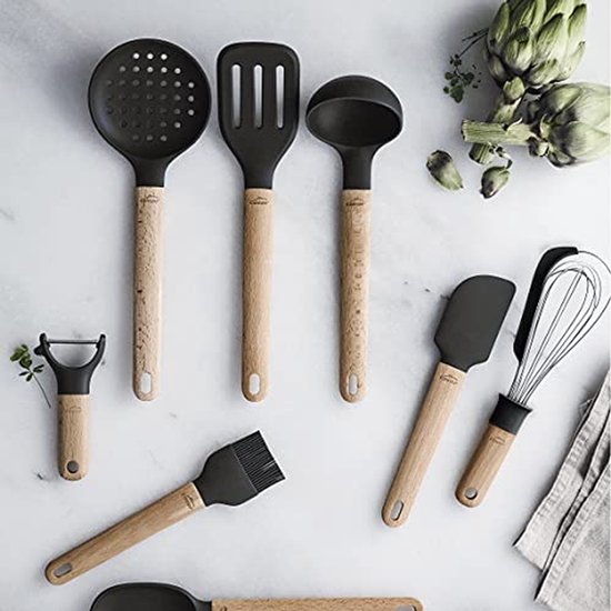 Handmatige staafmixer - Keuken garde - Koken en bakken - 2-in-1 functie - 27 cm - Grijs en hout — afbeelding 5