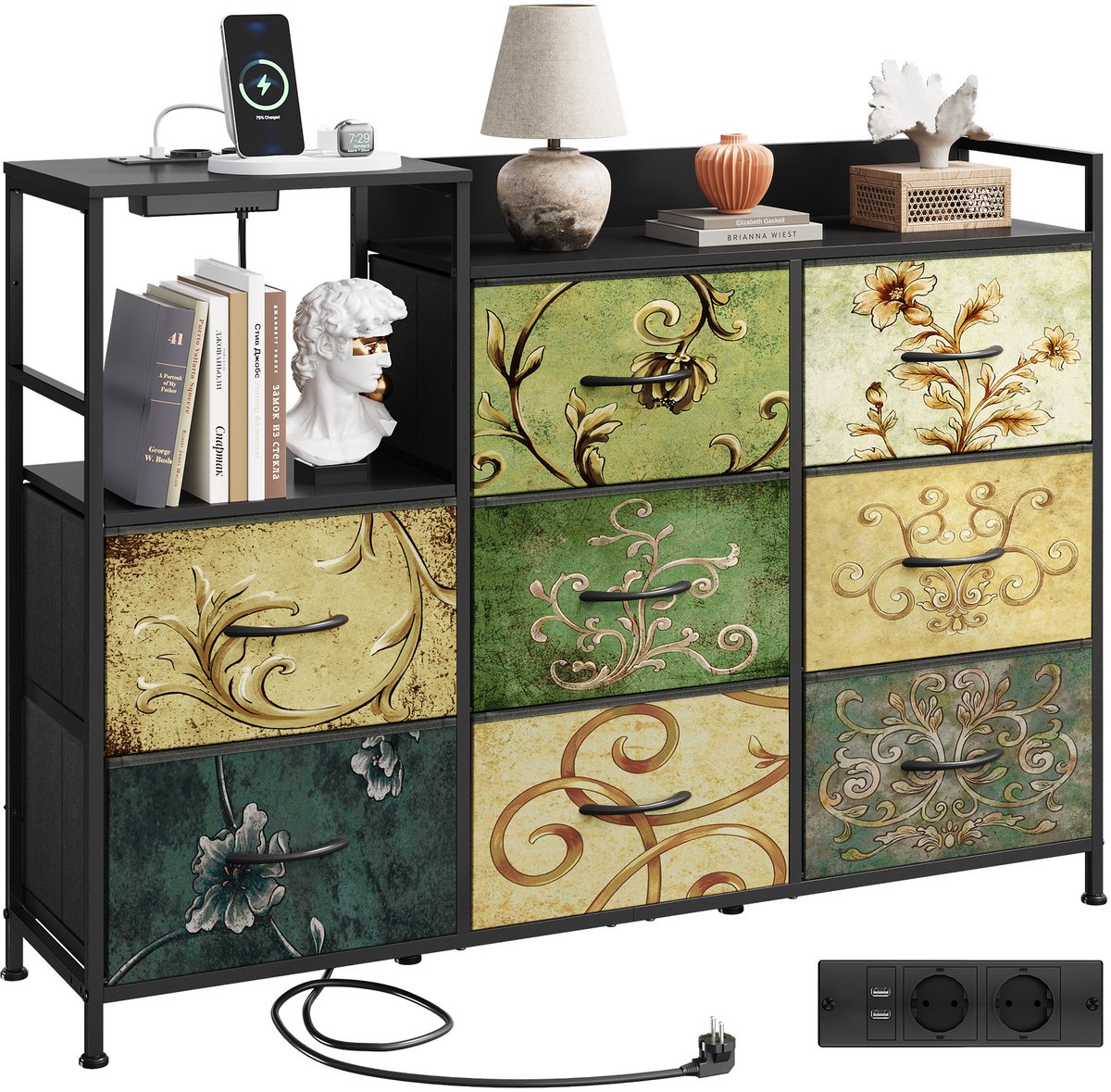 Sogiol® Ladekast - Commode met 8 laden- stoffen laden met uittrekbare planken- voor slaapkamer- hal-woonkamer- kinderkamer