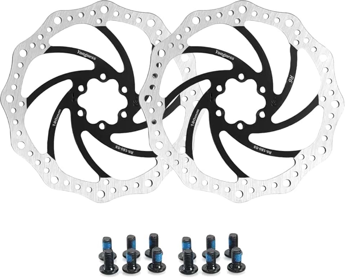 Fietsschijfremschijven, 2 stuks met 12 schroeven, zwarte 203 mm remschijven, centerlock remschijven, fietsschijven