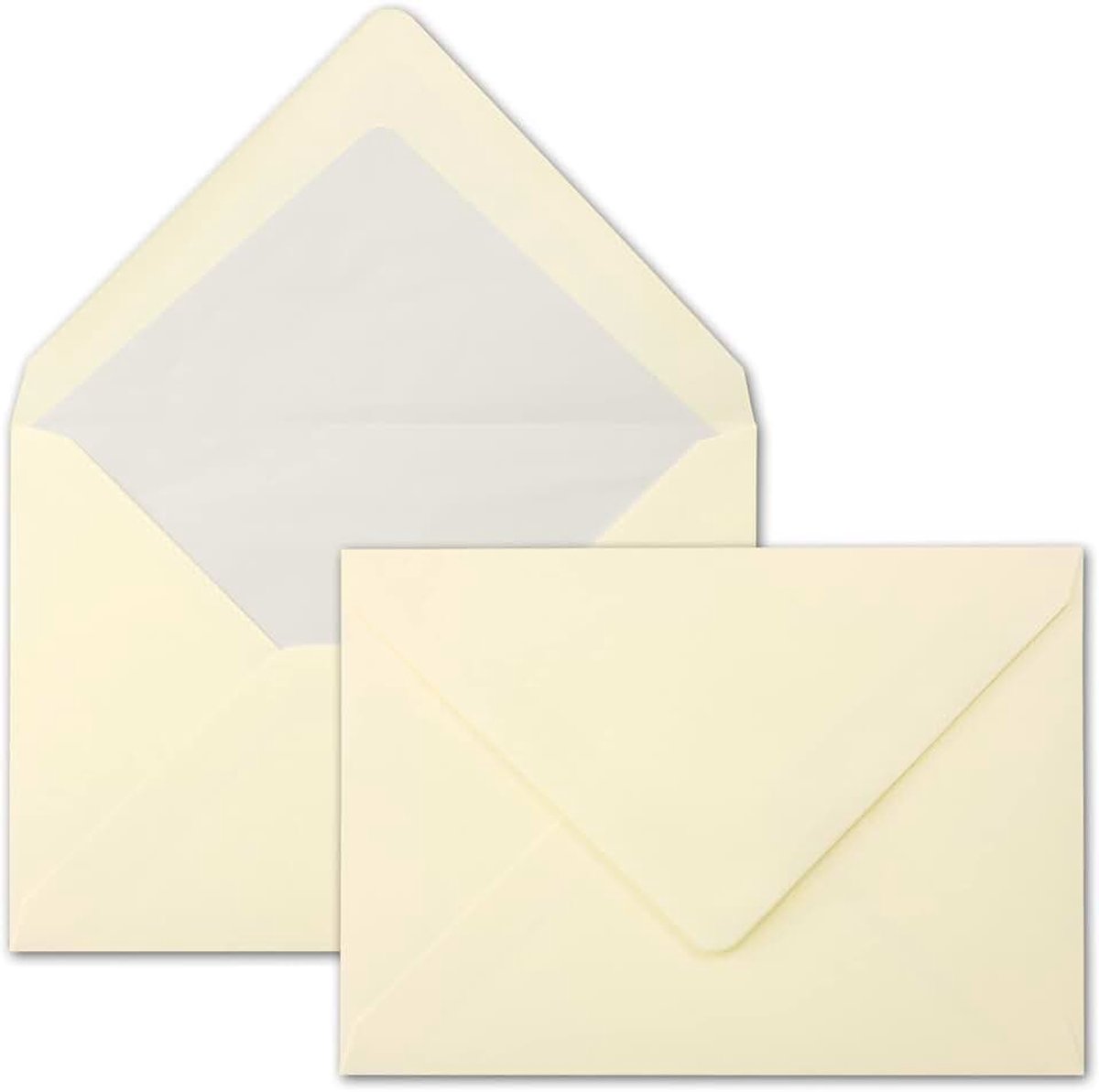 25 Brief-Umschläge Creme - DIN C5 - gevoerd - 90 g/m² - 16,2 x 22,9 cm - natte plakrand met puntige klep - hoogwaardige enveloppen - van Gustav Neuser