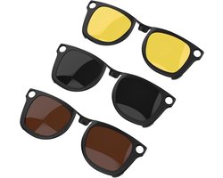 Compatibel met Ray-Ban Meta Wayfarer (Standaard) Smart Bril Kleurveranderende Clip Set (Bruin, Nachtzicht Geel, Zwart)