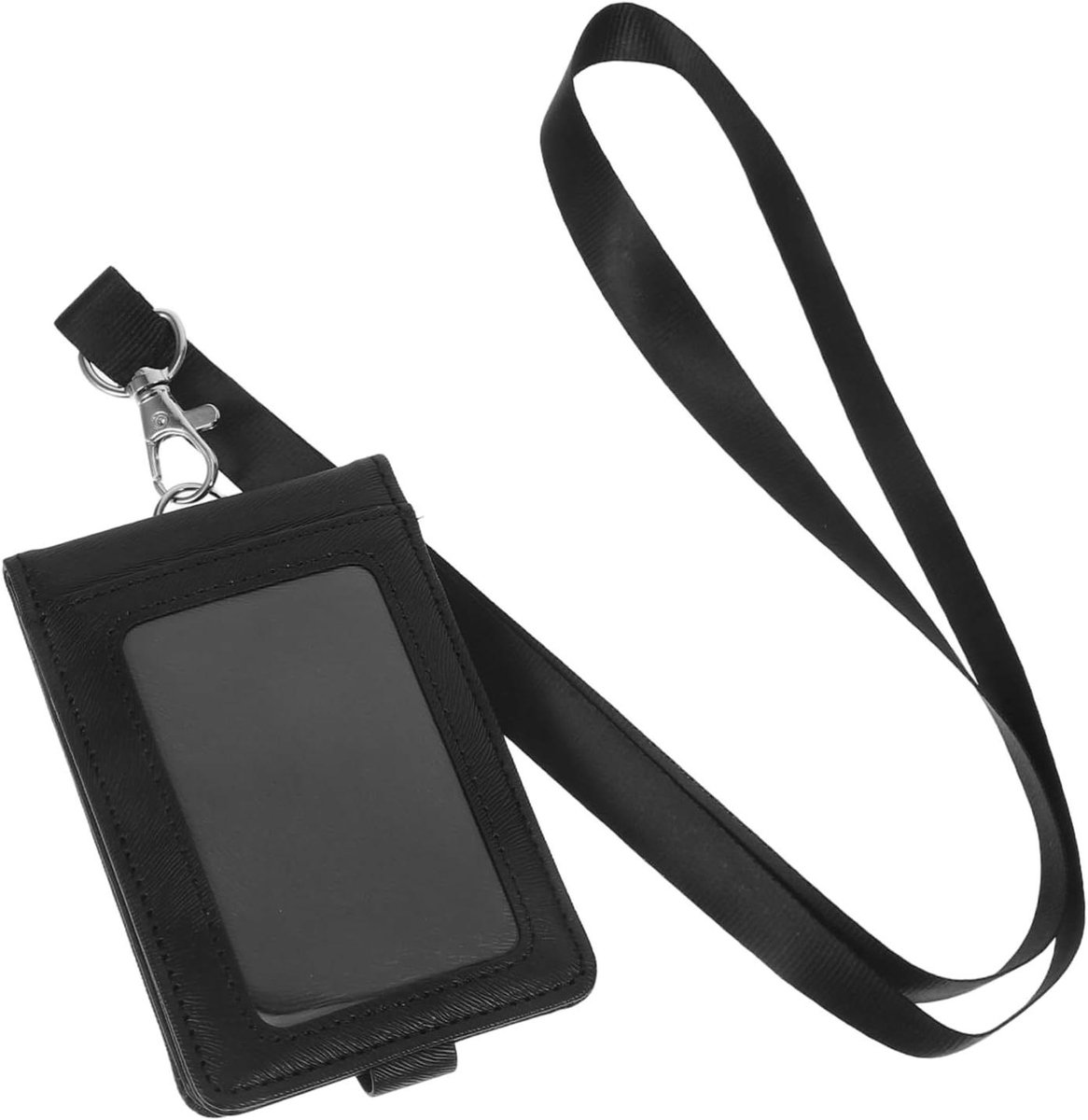 Badgehouder Portemonnee - ID-kaarthouder Lanyard - Kantoor Organisatie - Meerdere Kaartvakken - 11x7.5x1 cm - Zwart