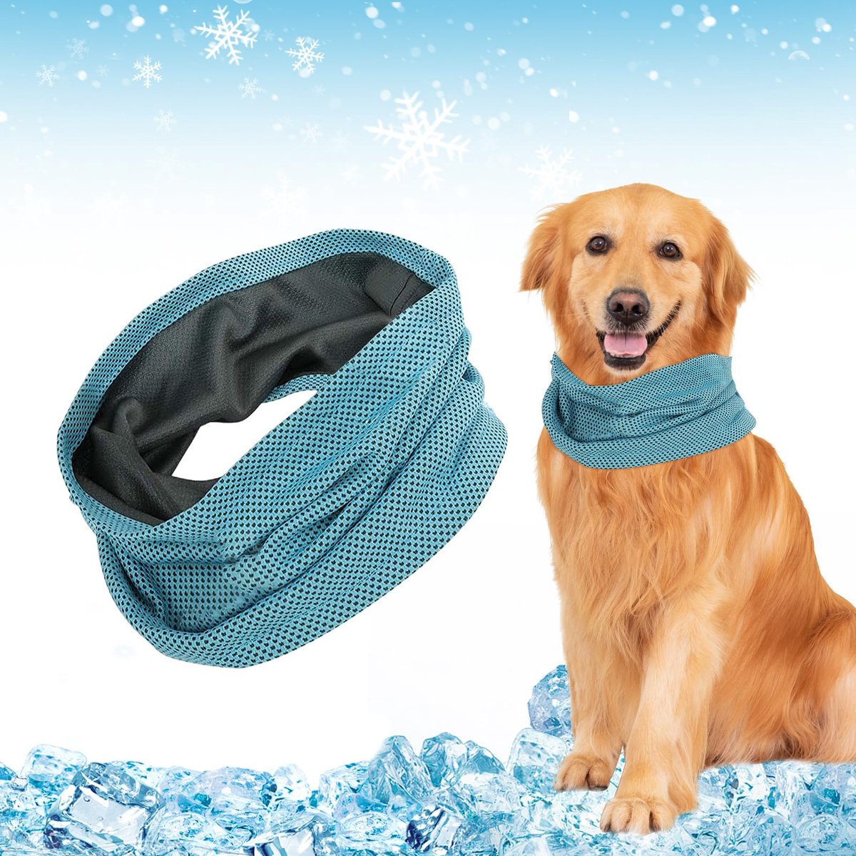 Koelende hondenbandana - koelende halsband voor honden - ademende warmteafvoerende koelende bandana voor honden - koelende halsband voor honden - koelende hondenhalsband - blauw-L
