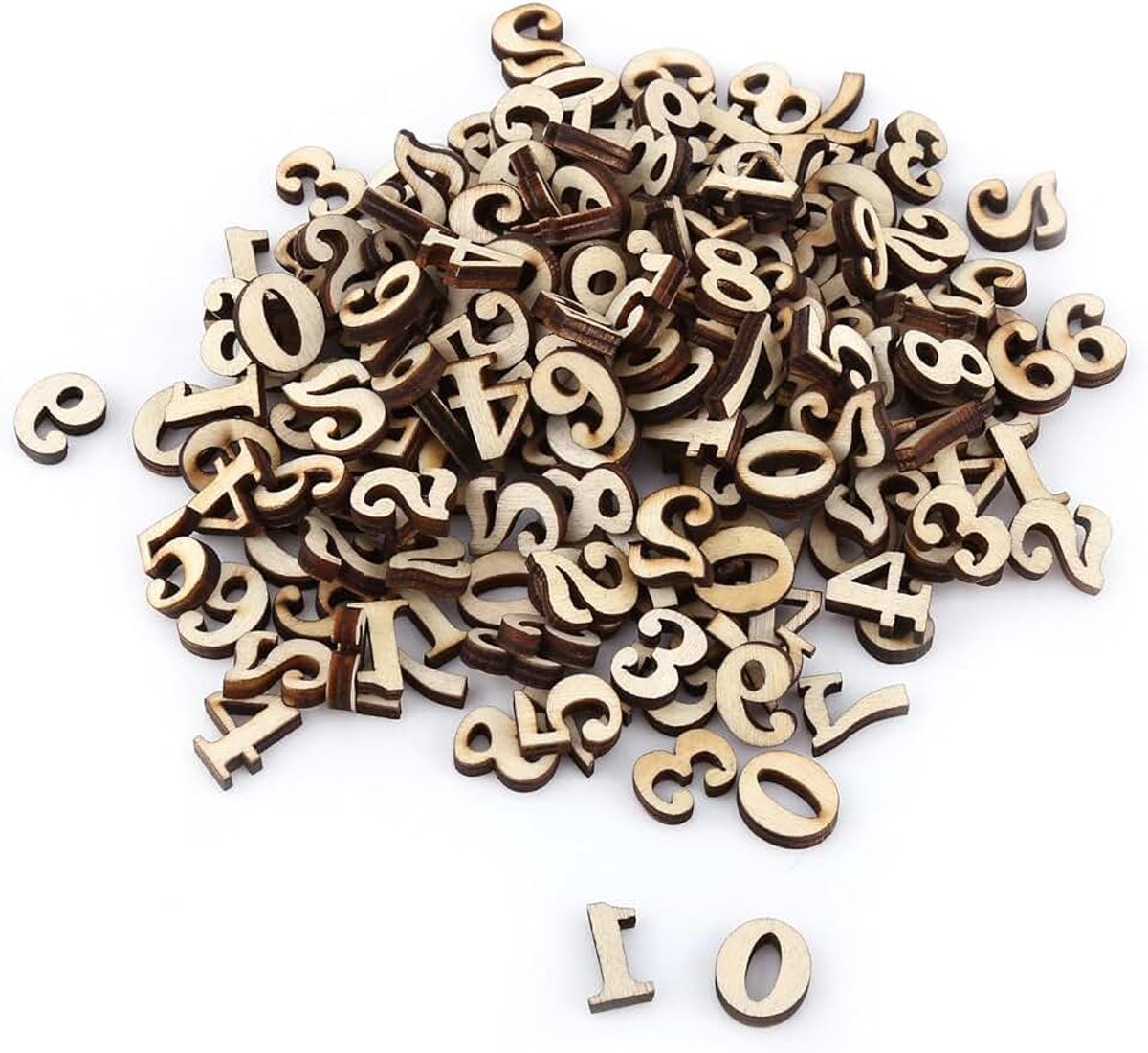 Nombre en Bois / Lettres, 200Pcs Lettres en Bois Naturelles A-Z / 0-9 Chiffres ne pas Peindre DIY Decoations Enfants Jouets d'Apprentissage Précoce(#2 Numbers)