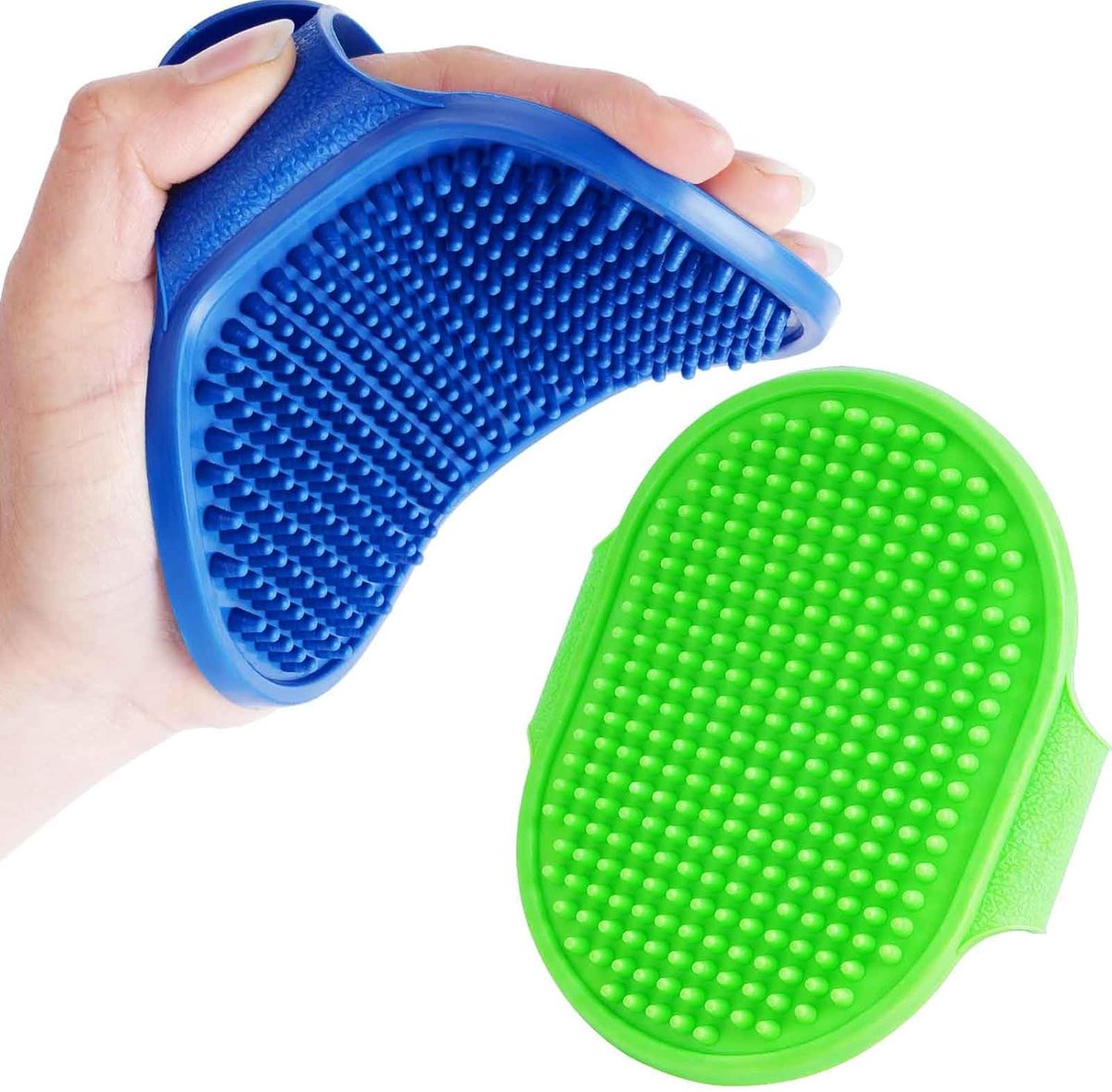 2 Stuks Badborstel Rubberen Kam – Hoogwaardige Zachte Siliconen Borstel met Verstelbare Handgreep voor Honden, Katten en Huisdieren – Geschikt voor Kort- en Langhaar – Met Massage-effect – Shampoo Schrob- en Kamfunctie