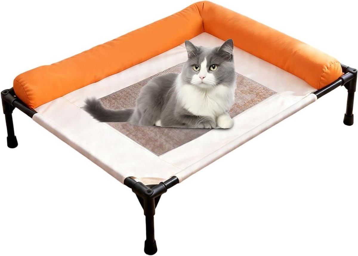 Verhoogd Hondenbed - Huisdier Koelbed - Huisdier Ontspanning - Ademend Mesh Ontwerp - 67 x 17 x 17 cm - Oranje