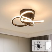 NETTLIFE Plafondlamp LED - Zwart - Plafonniere - 28W - 3000K Warm Wit Licht - Vierbladige Bloem Design - Binnenverlichting - B 32cm - Allesruimte Verlichting - voor Woonkamer | Slaapkamer | Keuken | Gang | Kinderkamer