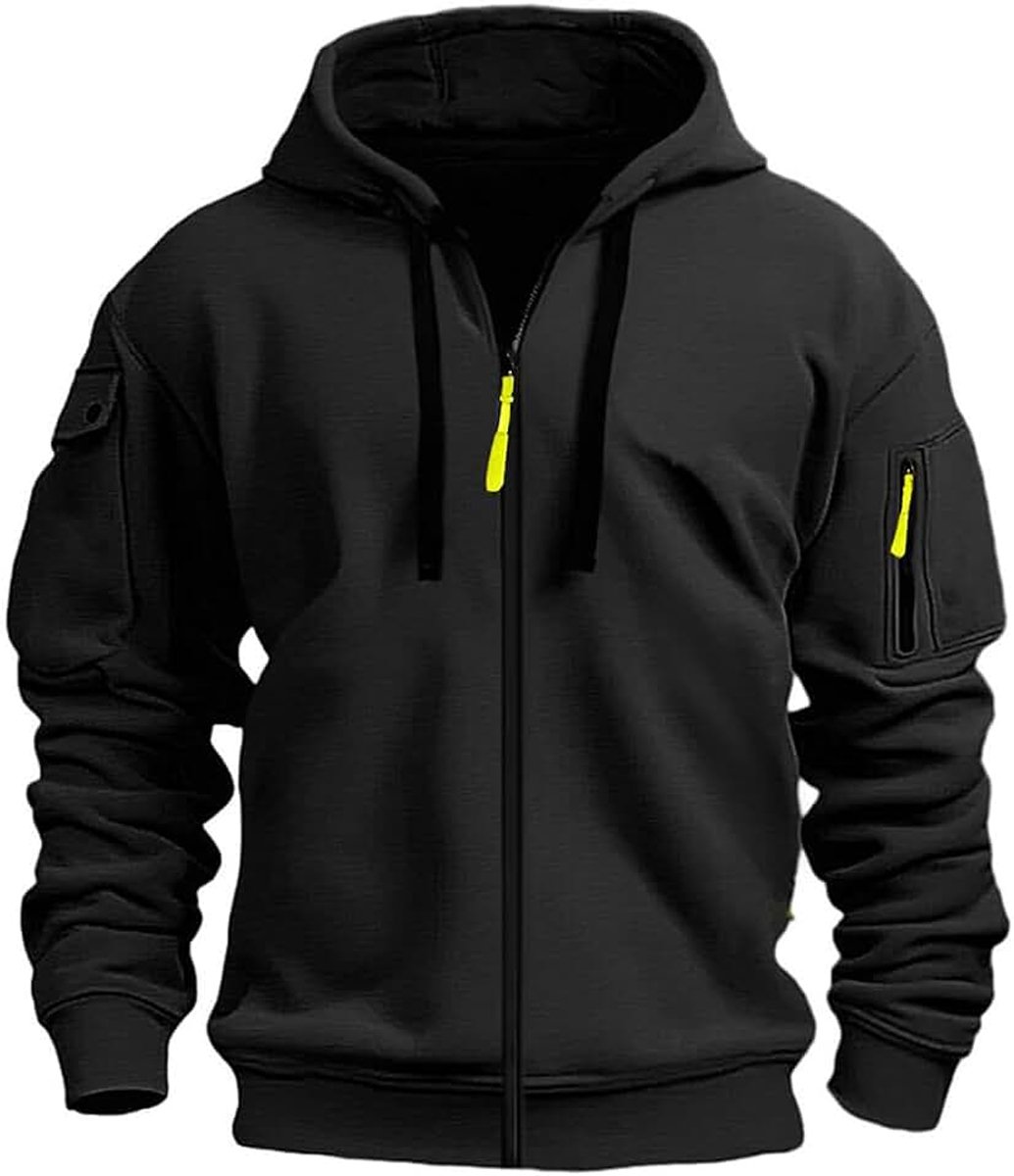 Heren met capuchon Zip Cardigan sportjack jogging hoodie jongens en mannen sweatshirt met ritssluiting zak multifunctioneel gebreid vest met capuchon