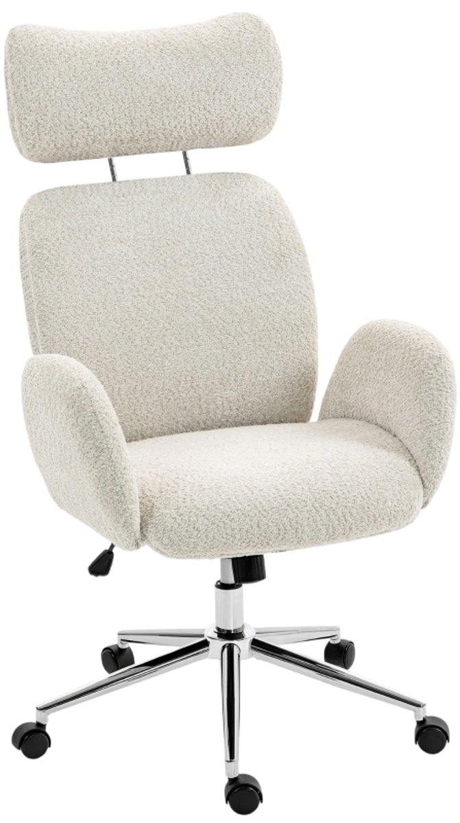 Ergonomische Bureaustoel Schreibtischstoel Met Verstelbare Hoofdsteun Kantelfunctie Hoogte Verstelbaar 75x65x123 cm Lichtgrijs Polyester Draaistoel