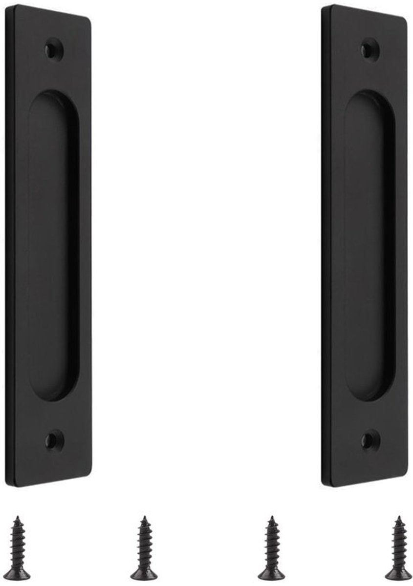Schuifdeurgrepen Set van 2 - Rechthoekig - Aluminiumlegering - Mat Zwart - Sierlijk Design - Zorg voor je handen - Deurgrepen