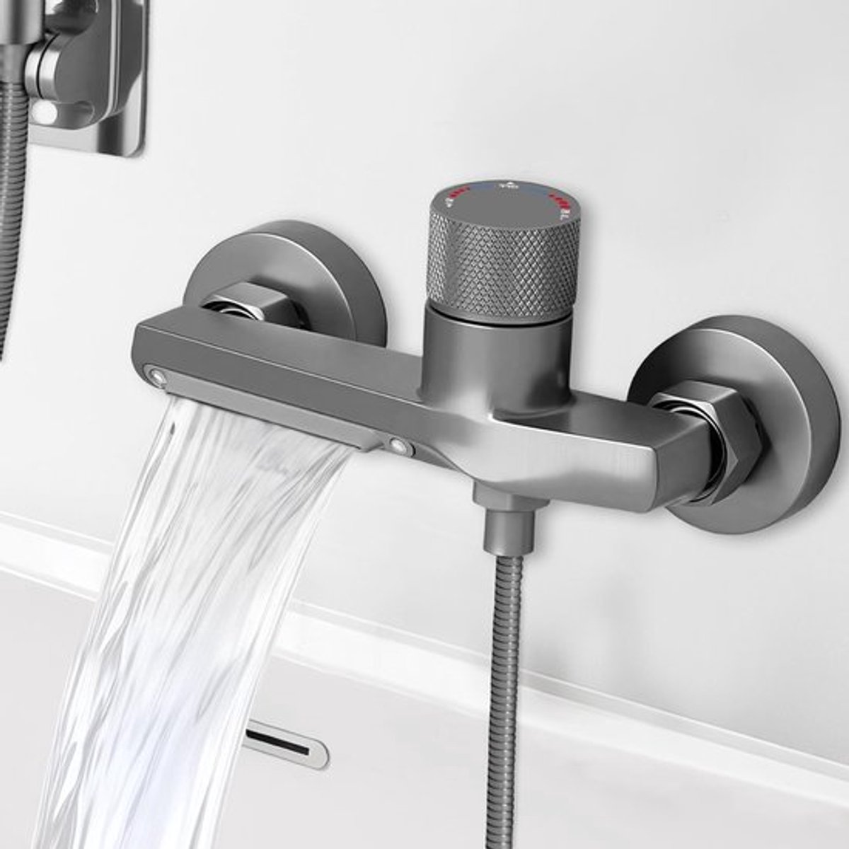 Thermostatische Douchekraan met Veiligheidsknop, Waterval en 2 Uitgangen voor Bad en Douche