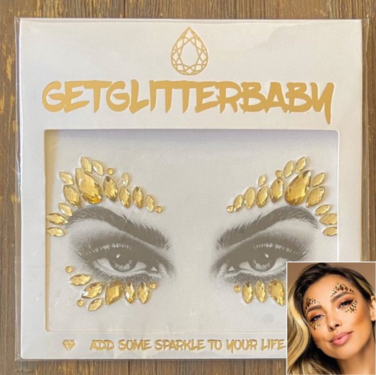 GetGlitterBaby® - Gouden Glitter Face Jewels / Festival Glitters / Strass Glitter Steentjes Stenen / Plak Diamantjes voor Gezicht / Rhinestones - Goud