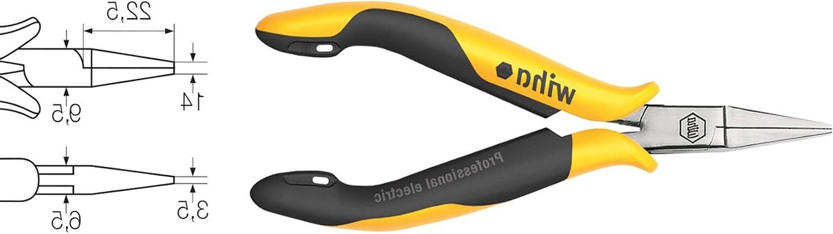 Platte Tang - Krimptang Buigtang - Draad Buigen - Ergonomische Grip - 120mm - Geel Zwart