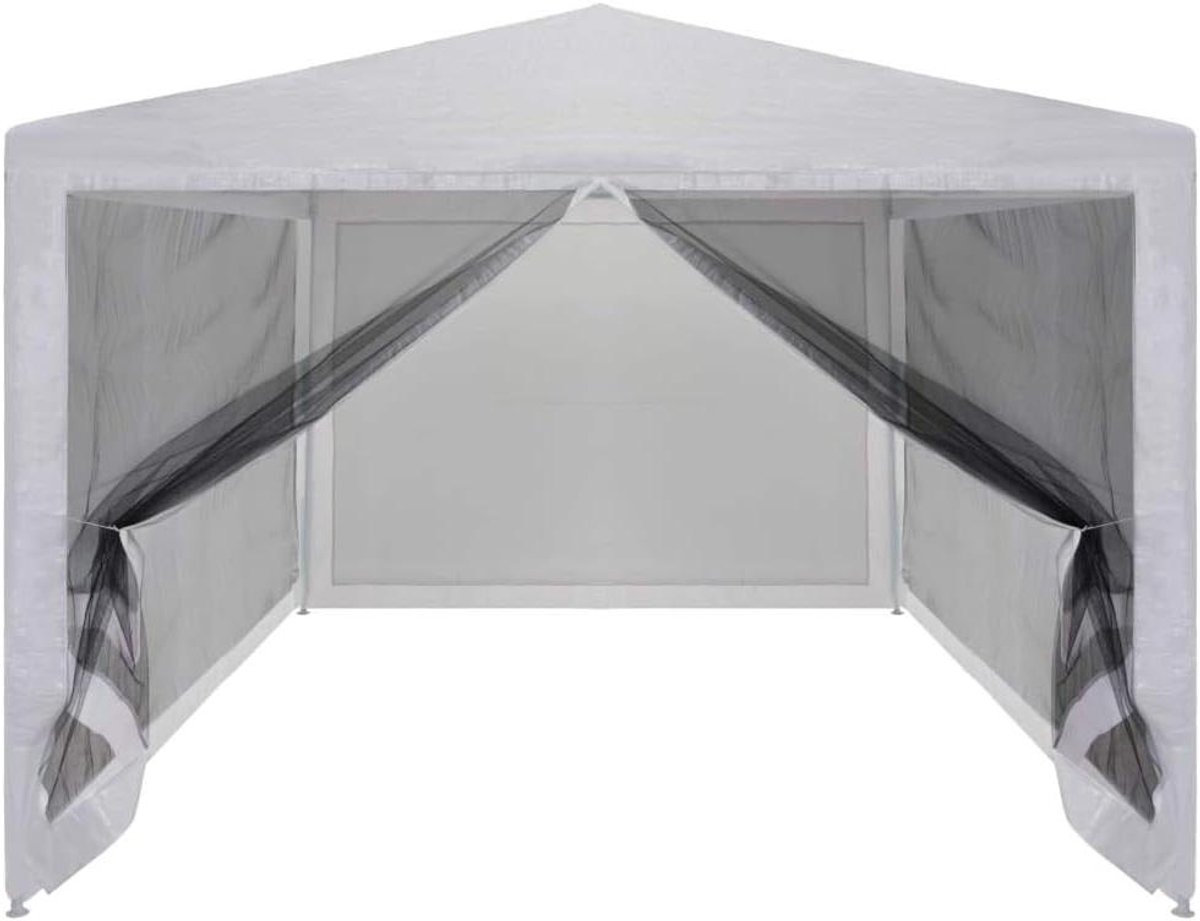 Partytent - Tuinpaviljoen Feesttent - Buitenfeesten Organiseren - Met 4 Mesh-zijwanden - 4 x 3 Meter - Wit