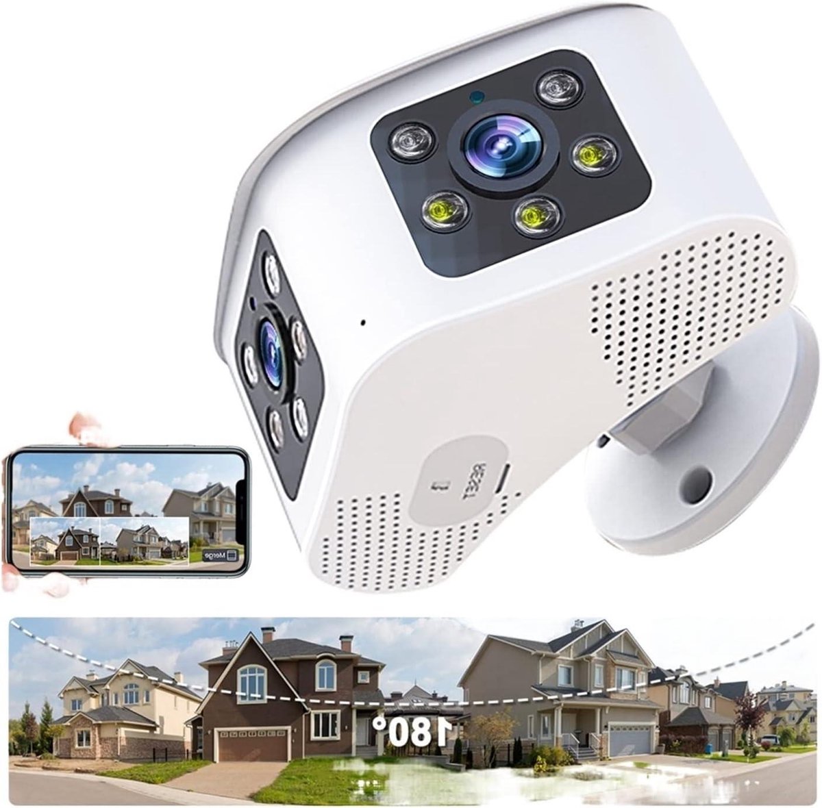 Beveiligingscamera - CCTV Camera Outdoor Camera - Huis Beveiligen - 180 Graden Kijkhoek - 6MP met 32GB - Upgrade