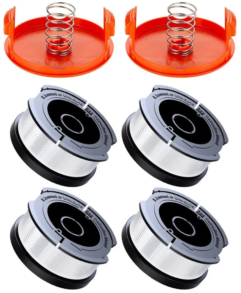 Vervangende spoelen Geschikt voor Black+Decker AF-100 grasmaaiers, 4 spoelen met doppen en veren.