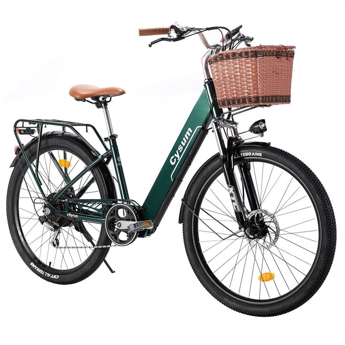 SmartAI Elektrische Fiets -26 Inch E-bike - 36V 10Ah Uitneembare Accu - Actieradius 80 km - Shimano 7 Versnellingen - Schijfremmen - Verlichting- Elektrische stadsfietsen- Elektrische fietsen voor dames- Ideaal voor Woon-werkverkeer -Groente