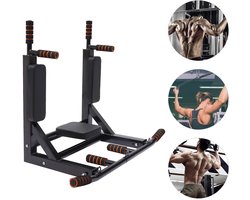 DayeLabel Pull up bar - Pull up station - Dip station - Optrekstang - Dip Bars - Wandmontage - Thuis sporten - 200KG - Zwart