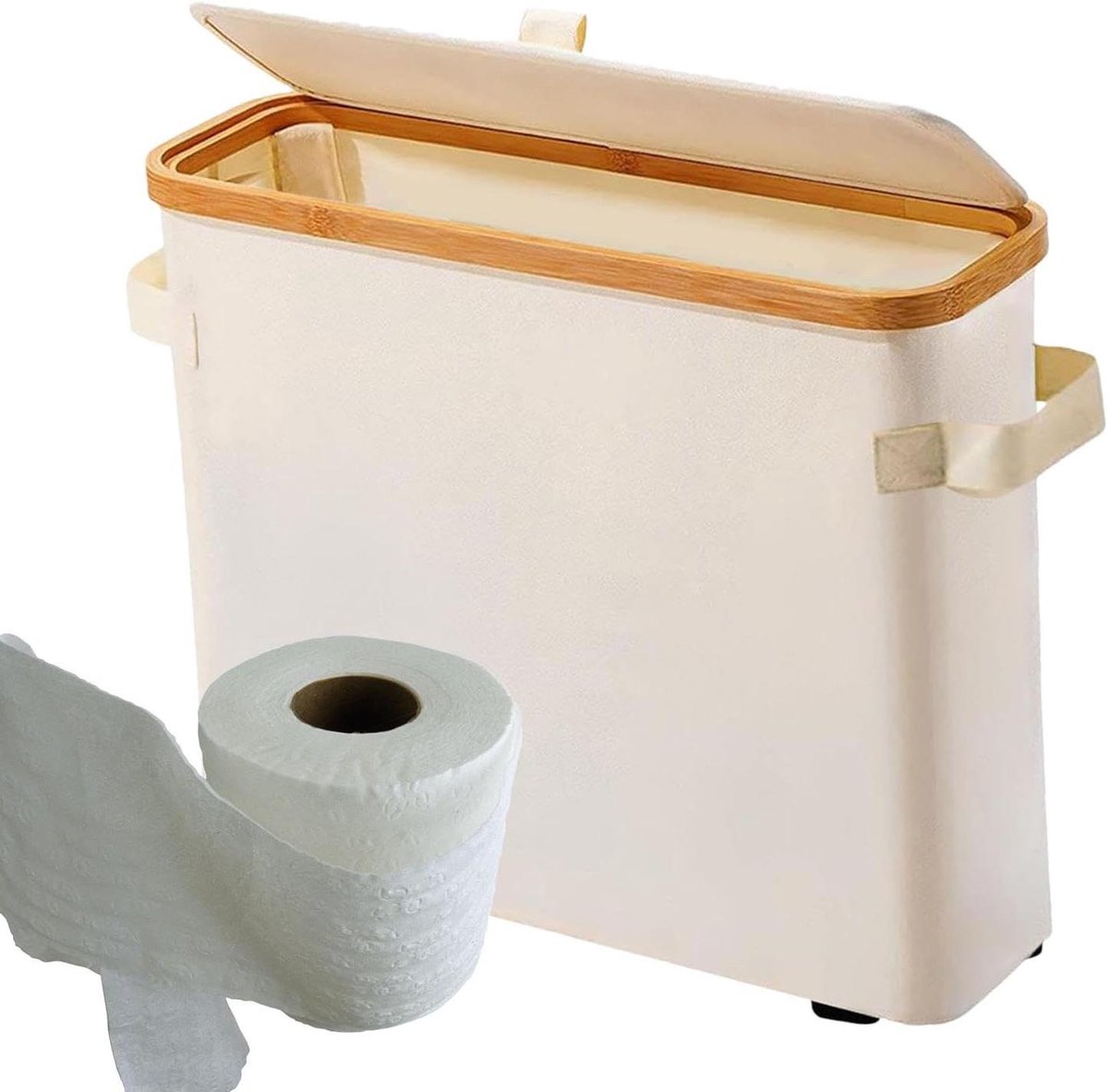 Opberghouder Toiletpapier - Badkamer Organizer - Ruimte Besparen - Opvouwbaar Ontwerp - Houdt 12 Rollen - Beige