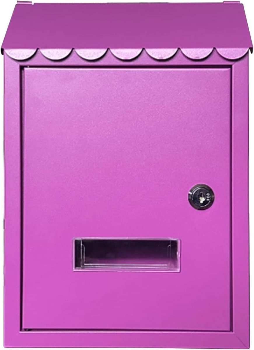 Brievenbus - Postbak muur - Post ontvangen - Regen en diefstalproof - 30x7x21cm - Paars