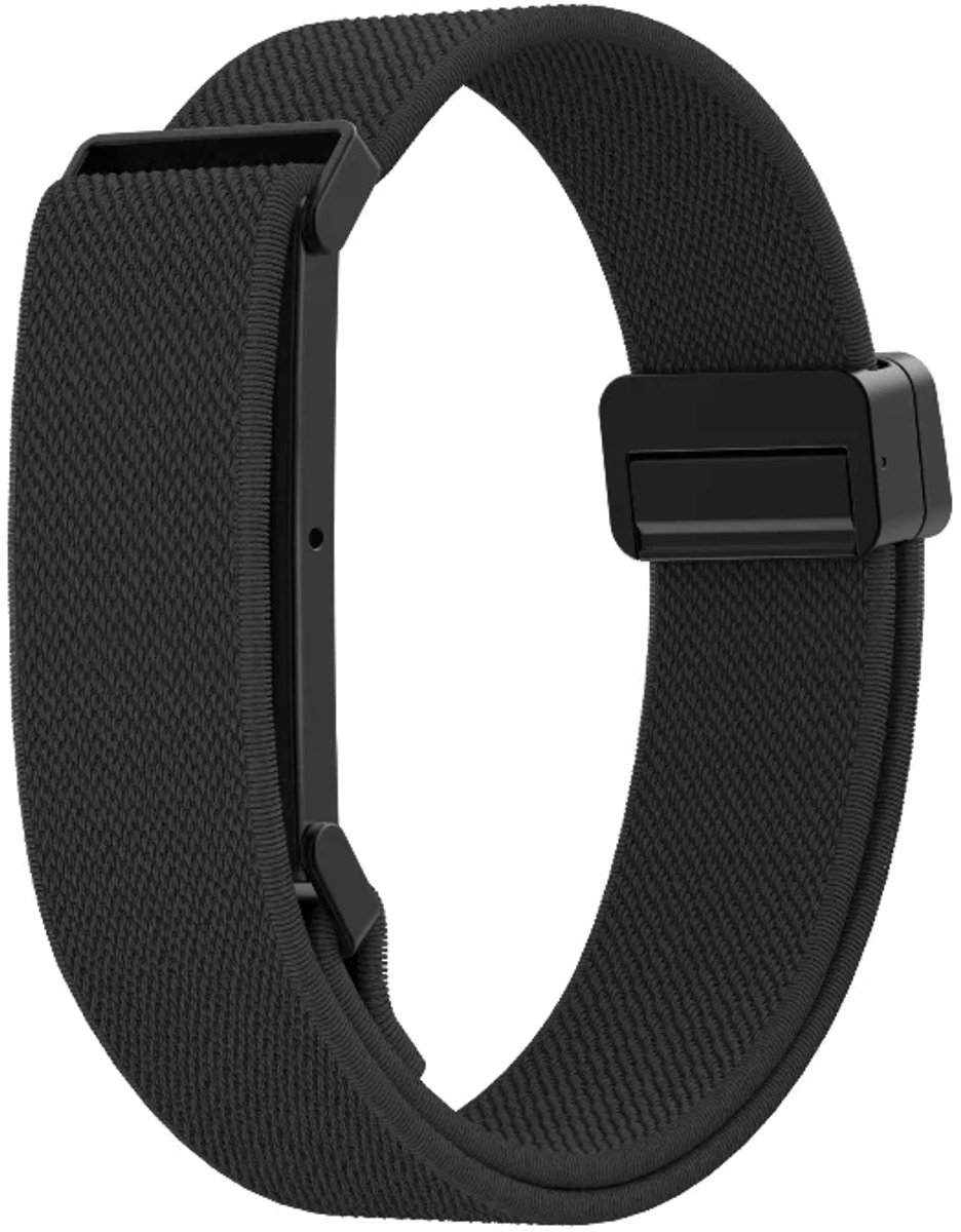 Bandz Nylon bandje met magnetische aansluiting geschikt voor Fitbit Air - Zwart