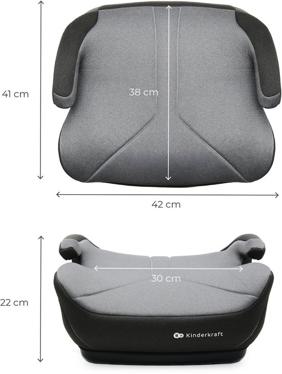 Kinderkraft I-BOOST 2 i-Size - Zitverhoger - Autostoel Booster - 125-150 cm 22-36 kg - 6-12 Jaar - R129 Goedgekeurd - Grijs van Merkloos — afbeelding 2