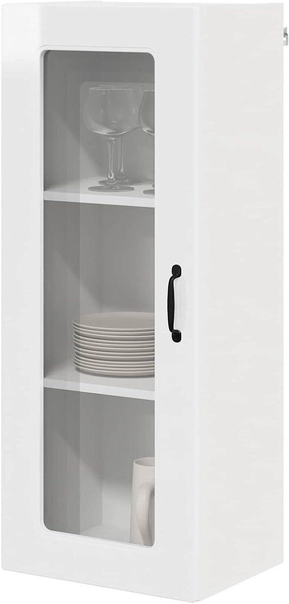 Keukenkast - Wandkast - Keuken organiseren - Hoogglans afwerking - 40 x 31 x 100 cm - Wit