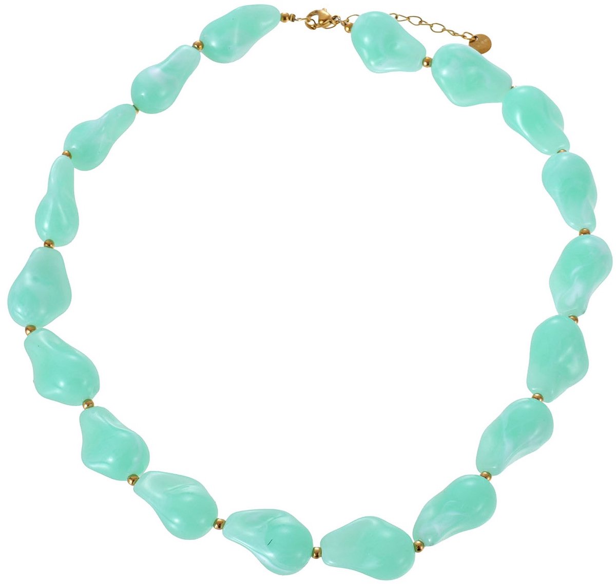 C-D21.1 N1144-023-3 S. Steel Necklace Acrylic Beads - 40-45cm Green