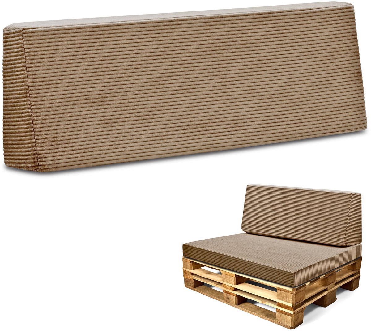 Paletkussens Outdoor Europallet Rugkussen 120x40 cm - Schuimrubber zitkussen voor pallets en palletbank Lincoln Bruin