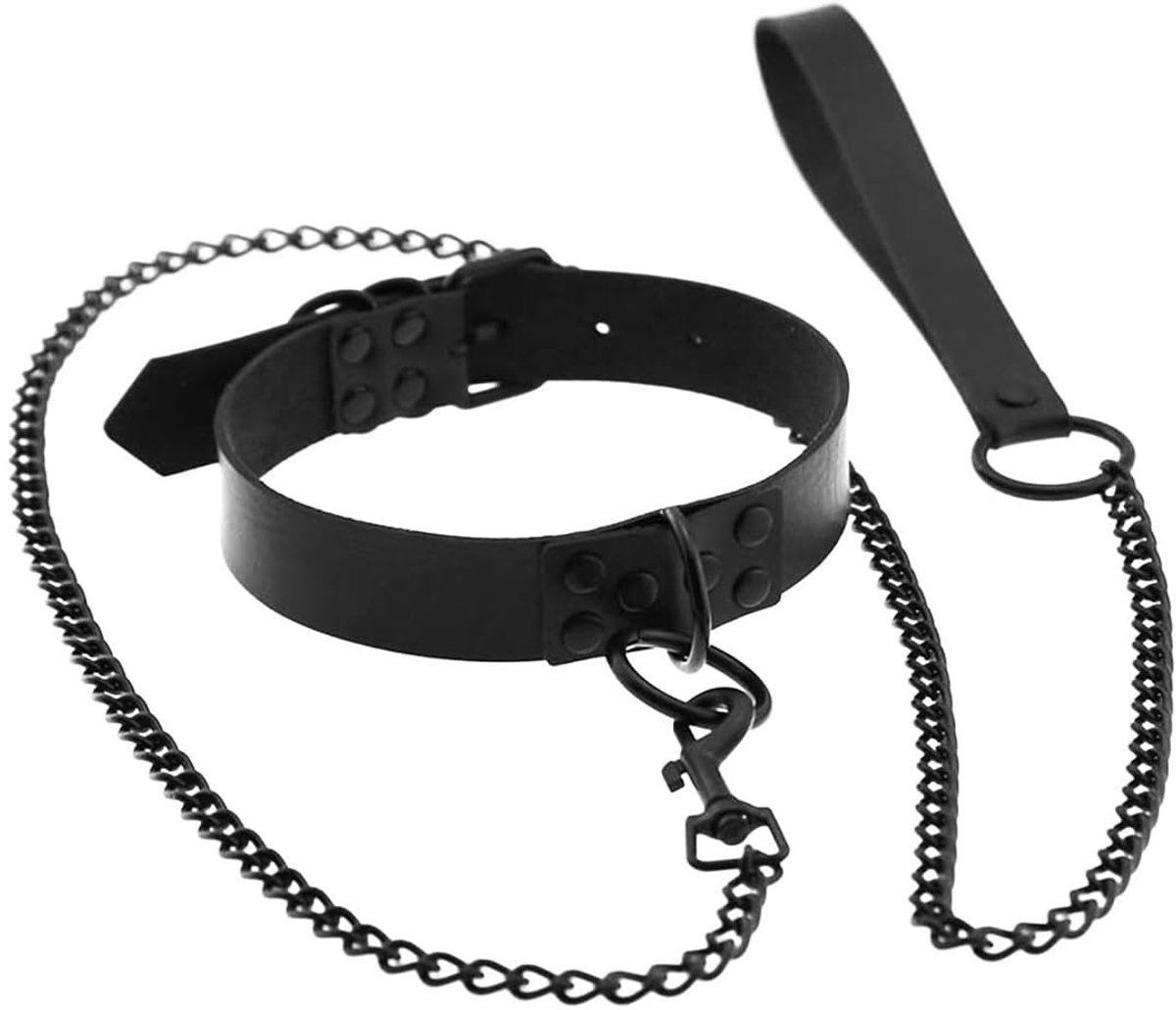 Choker zwart PU leer - punkstijl - verstelbaar - unisex - SnelShoppen