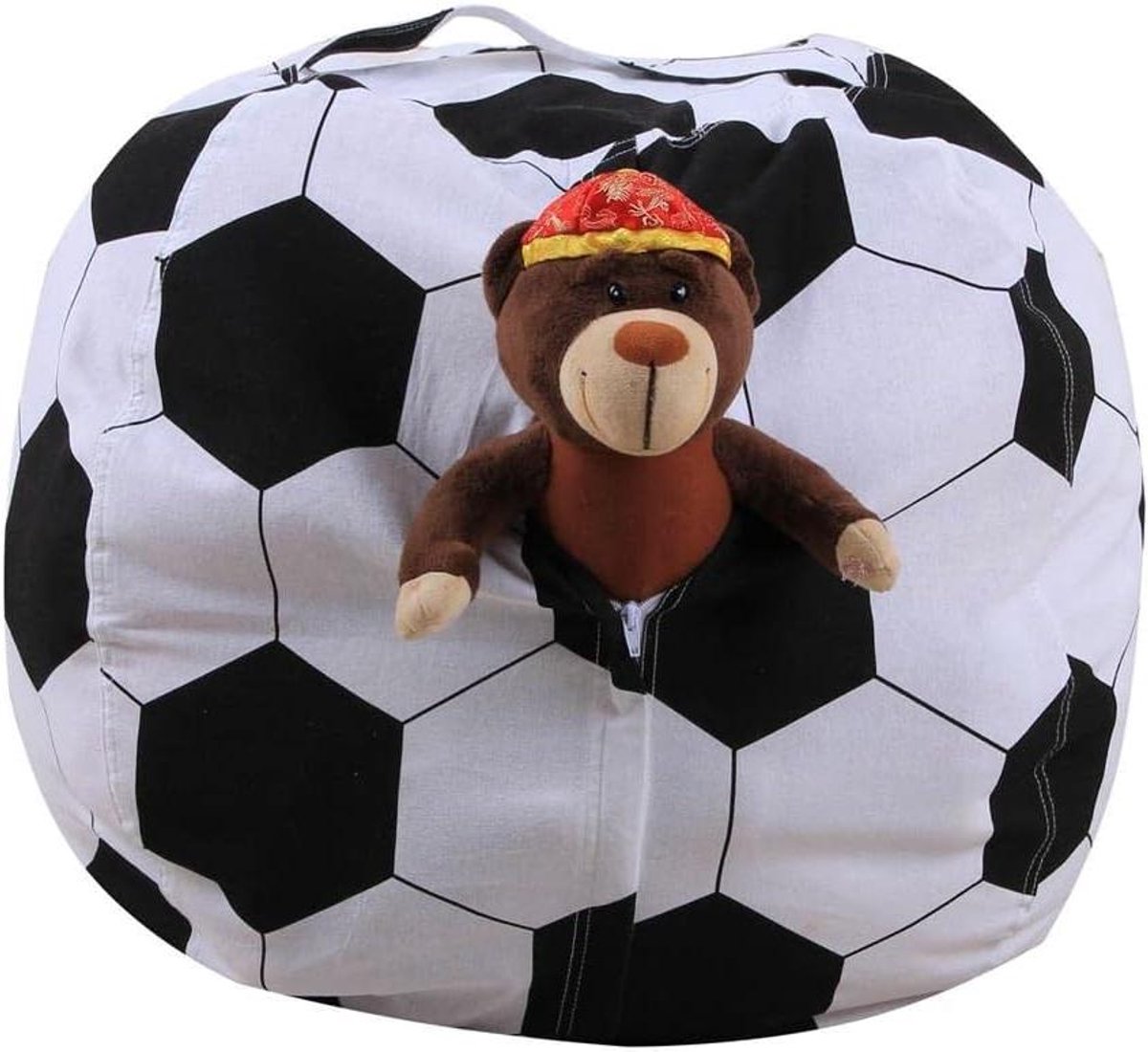 Zitzak met Opbergruimte - Knuffelorganisator Speelgoedzak - Speelgoed Opbergen - Multifunctioneel - 18 inch - Voetbal