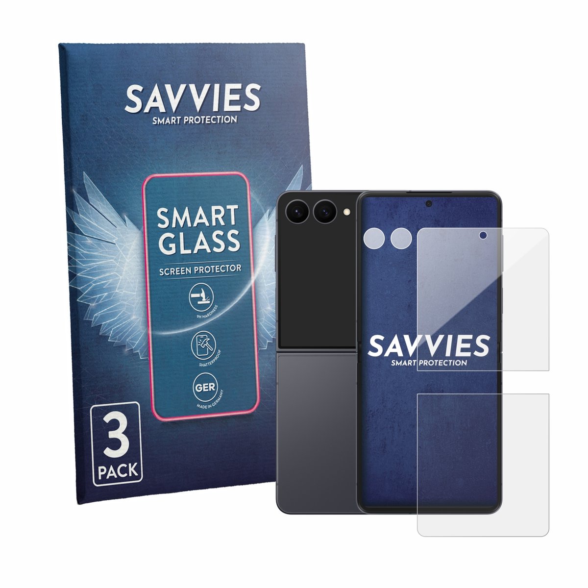 3 Stuks Savvies Screenprotector - geschikt voor Samsung Galaxy Z Flip 8 (Voor+Camera) - beschermfolie glas transparant