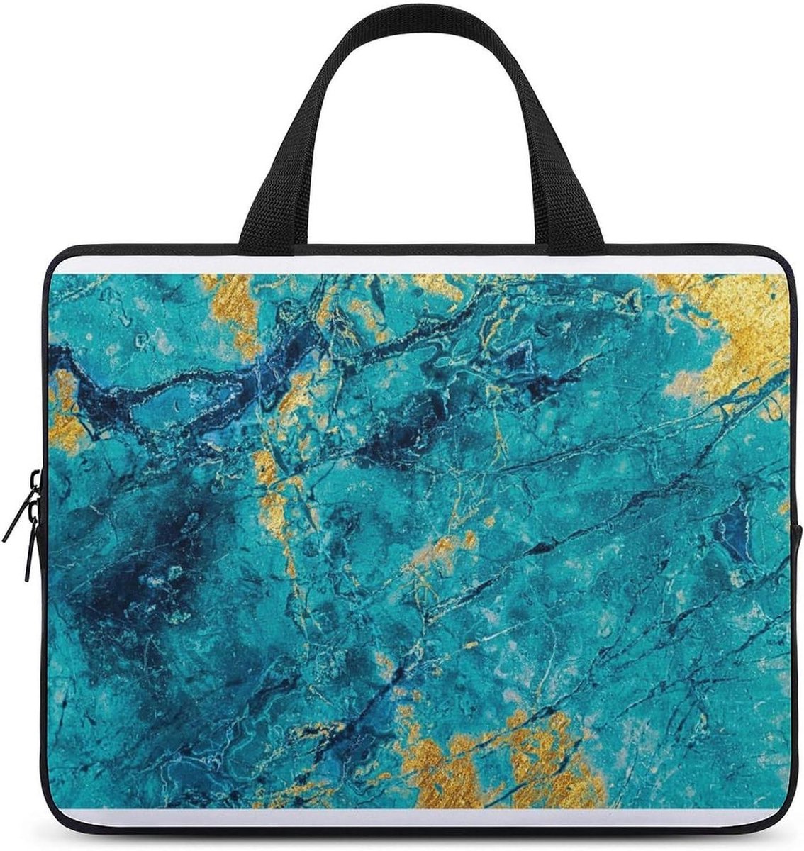 Laptophoes - Laptoptas - Zakelijk Reizen - Waterdicht Materiaal - 17 inch - Groenblauw Marmer