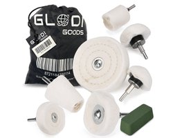 GLODI GOODS® Polijstset boormachine 7 Delig – polijstschijven katoenfluweel – polijstmachine – car detailing – Incl. Bewaarzak en polijstpasta