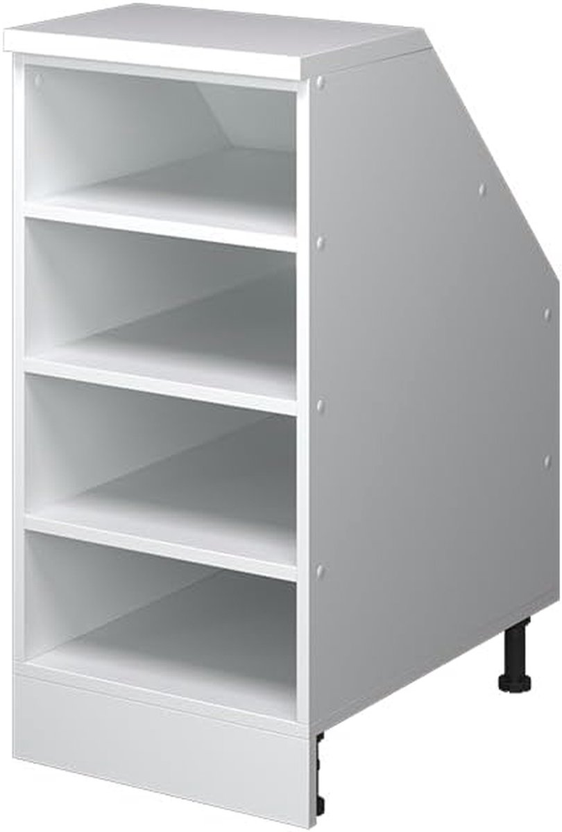 Keukenkast Schuine Wand - Opbergkast Hoek - Ruimte Optimalisatie - Open Ontwerp - 40 cm Breed - Wit