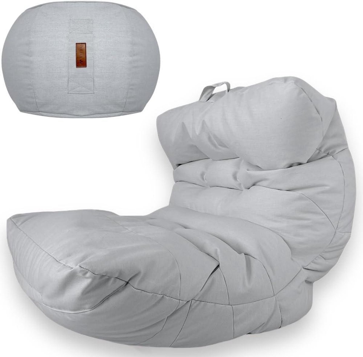Luxe Zitzak - Bean Bag Set - Buiten Ontspannen - Waterbestendig Ontwerp - XXL 90x90x80cm - Donkergrijs