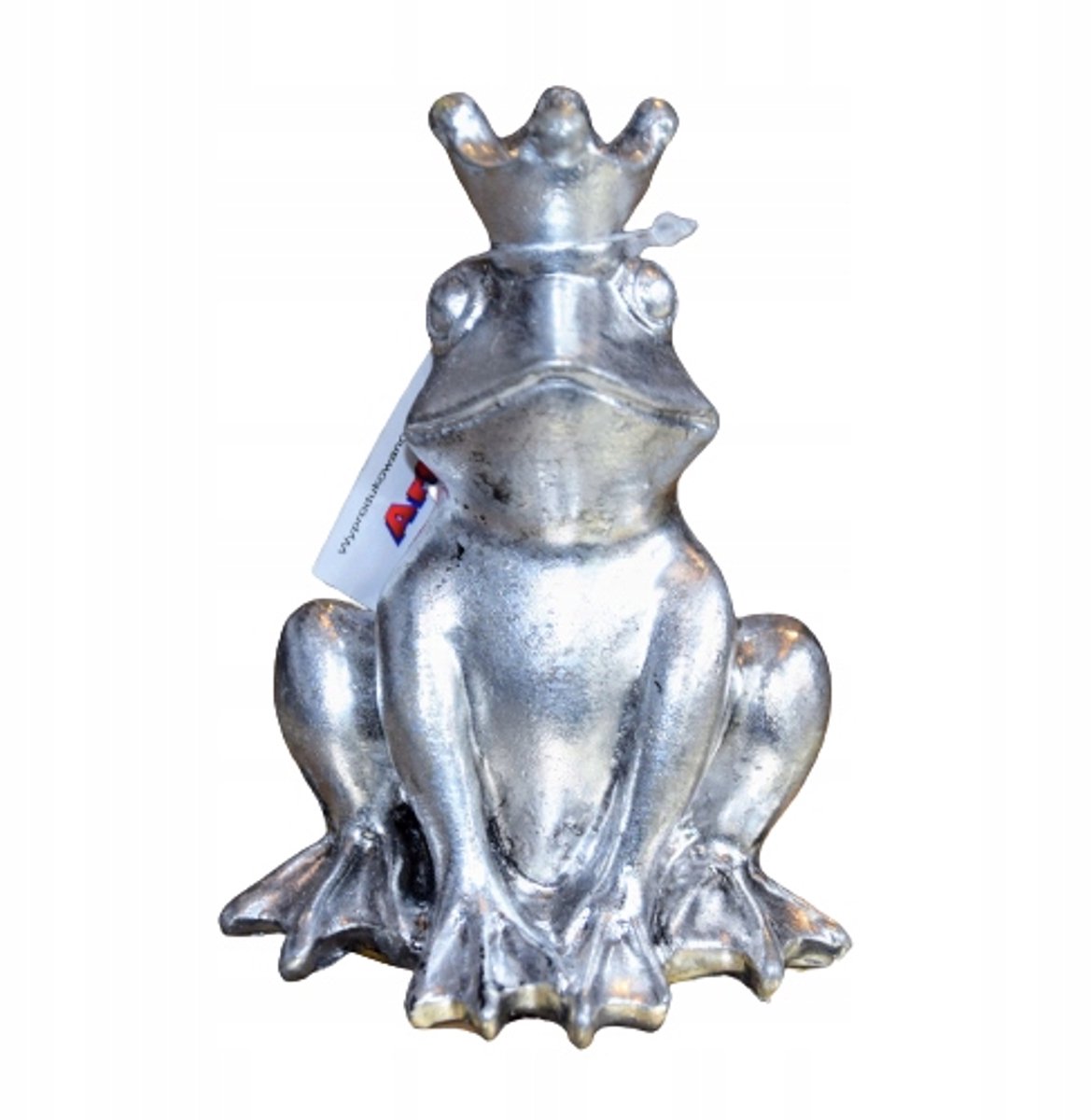 Zilveren Kikker Figuur met Kroon - 10 cm